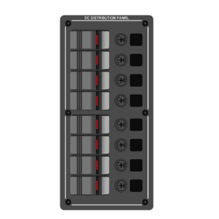 12V / 24V Aluminium Switch Panel 8 Gang, IP65 Rated – BlueFusion - 4Boats