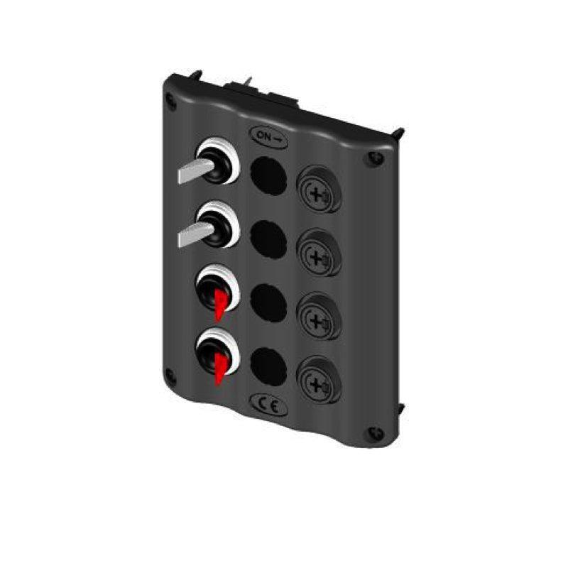 12V Switch Panel with Glow RED Toggles, 4 Gang, IP65 Rated – BlueFusion - 4Boats