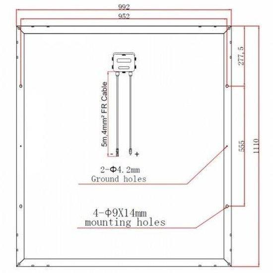 200W 12V solar panel with 5m cable - 4Boats