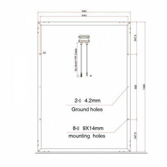 250W 12V solar panel with 5m cable - 4Boats
