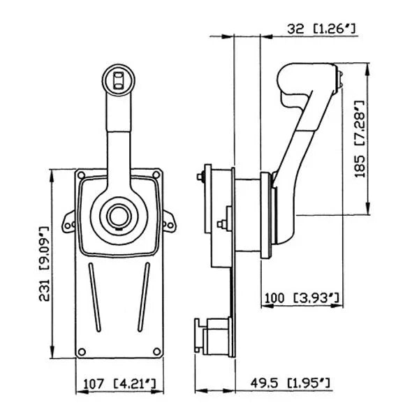 Ultraflex Single Lever + Trim MB Side Mount Control - Positive Lock-In Neutral
