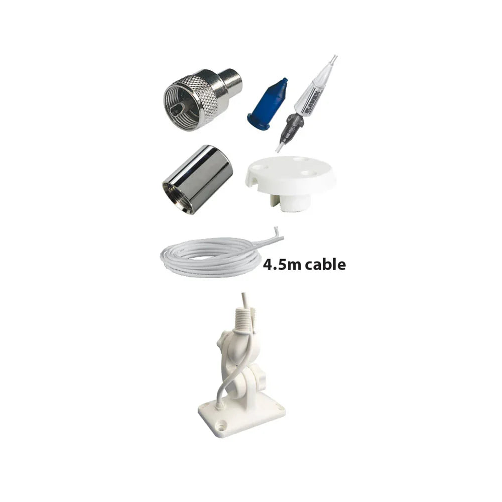 Glomex 0.9 m Stainless Steel Whip Antenna Full Kit | 4Boats