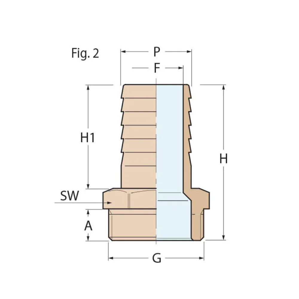 Guidi Stainless AISI 316 Hose Connector 3/8 in BSPT x 12 mm | 4Boats