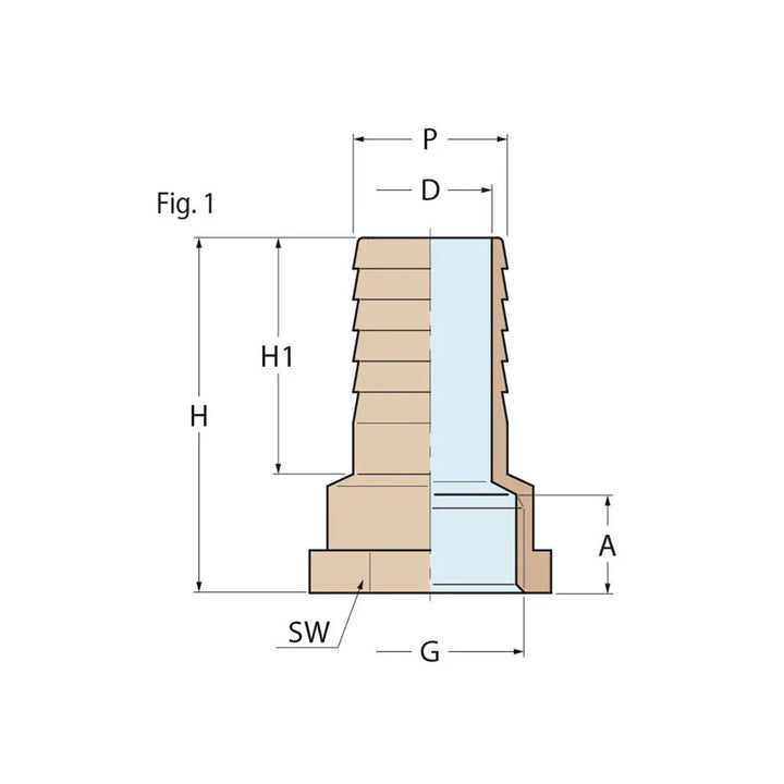 Guidi Bronze Hose Connector F 1½ in × 38 mm | 4Boats