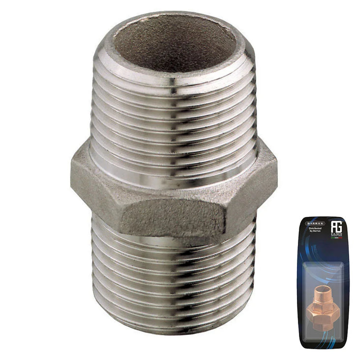Guidi Stainless Nipple M-M 1/2 in - BSPT Stainless Steel | 4Boats