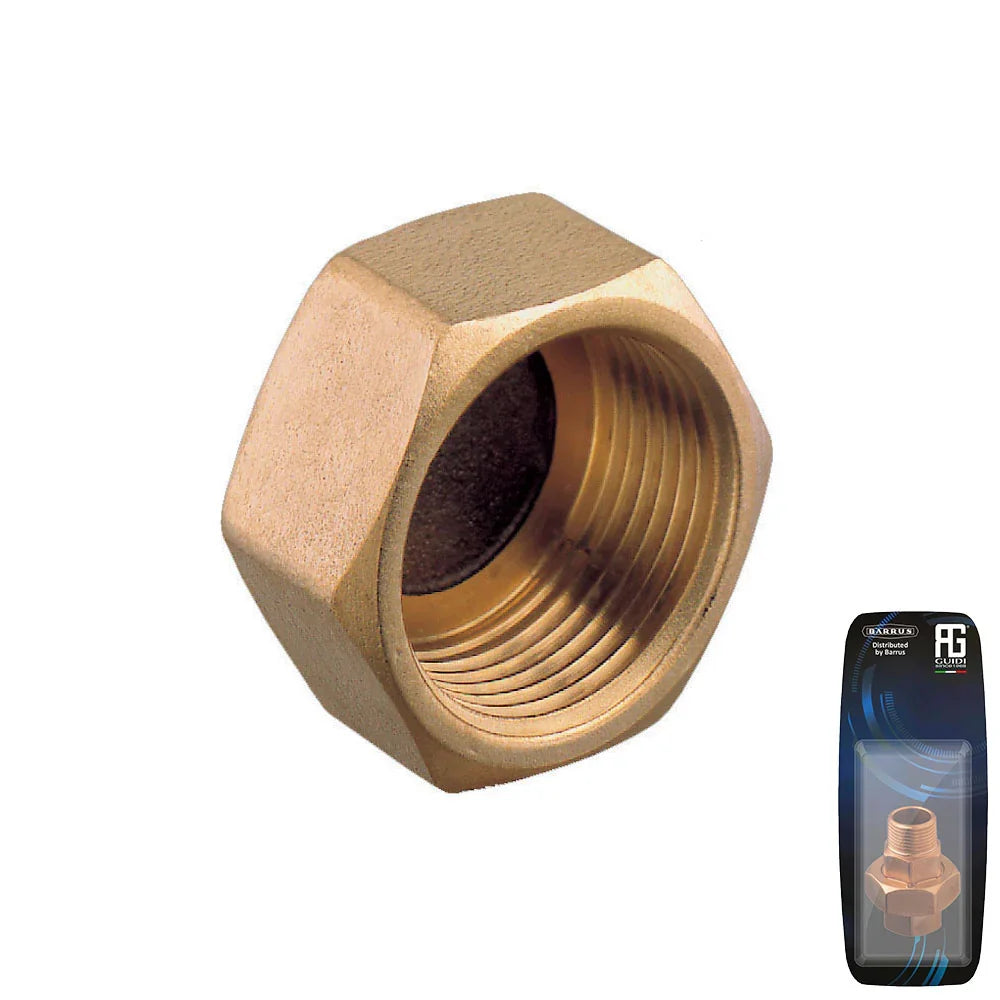 Guidi Brass Female Cap 1/4 in - Retail Pack | 4Boats