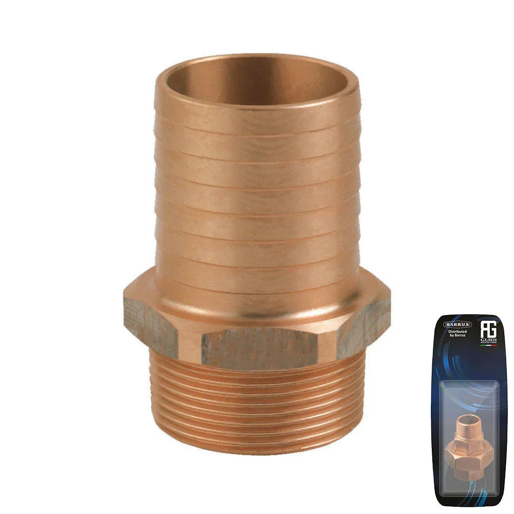 Guidi Bronze Hose Connector M 1/2 in x 19 mm - Retail Pack | 4Boats