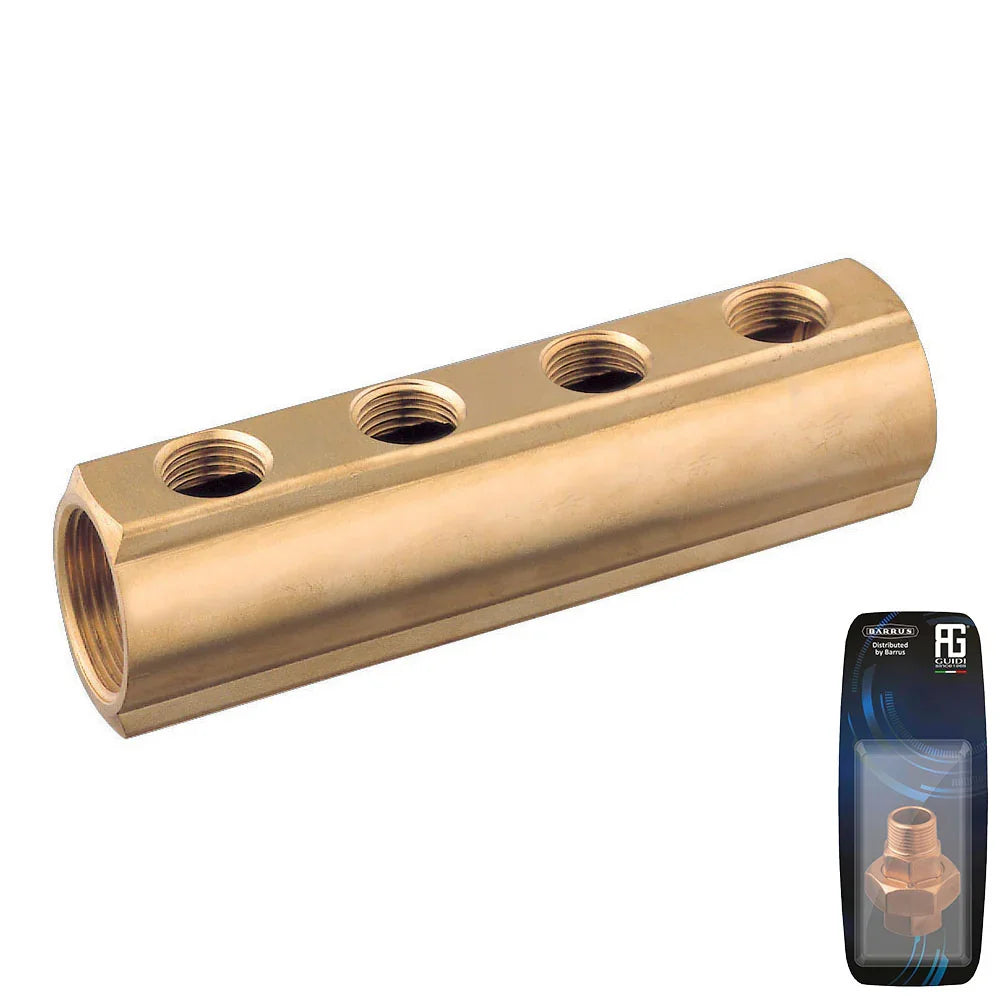 Guidi Brass F Manifold 2-Way 25.4 × 12.7 mm (1 × 1/2) BSP G | 4Boats