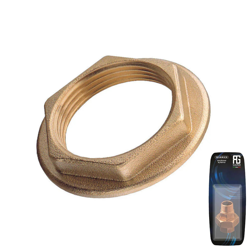 Guidi Brass Flanged Lock Nut 3/4 in - Retail Pack | 4Boats