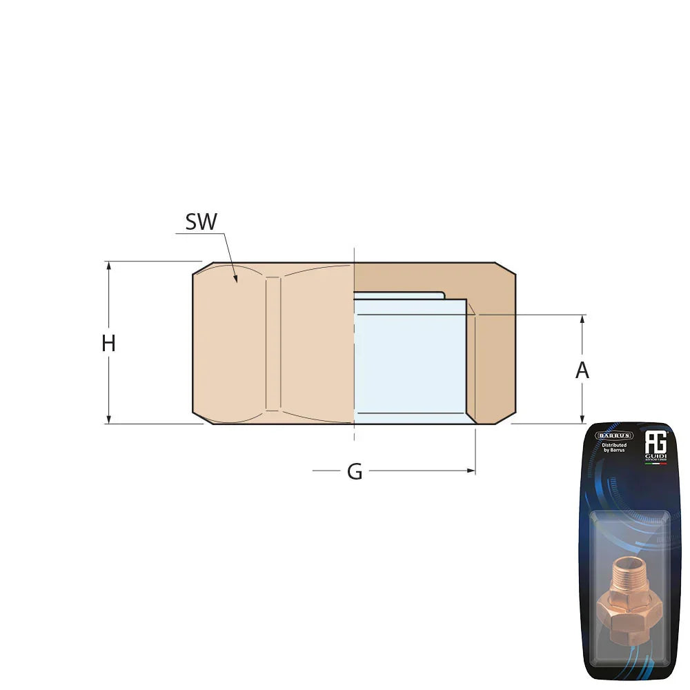 Guidi Brass Female Cap 1/4 in - Retail Pack | 4Boats