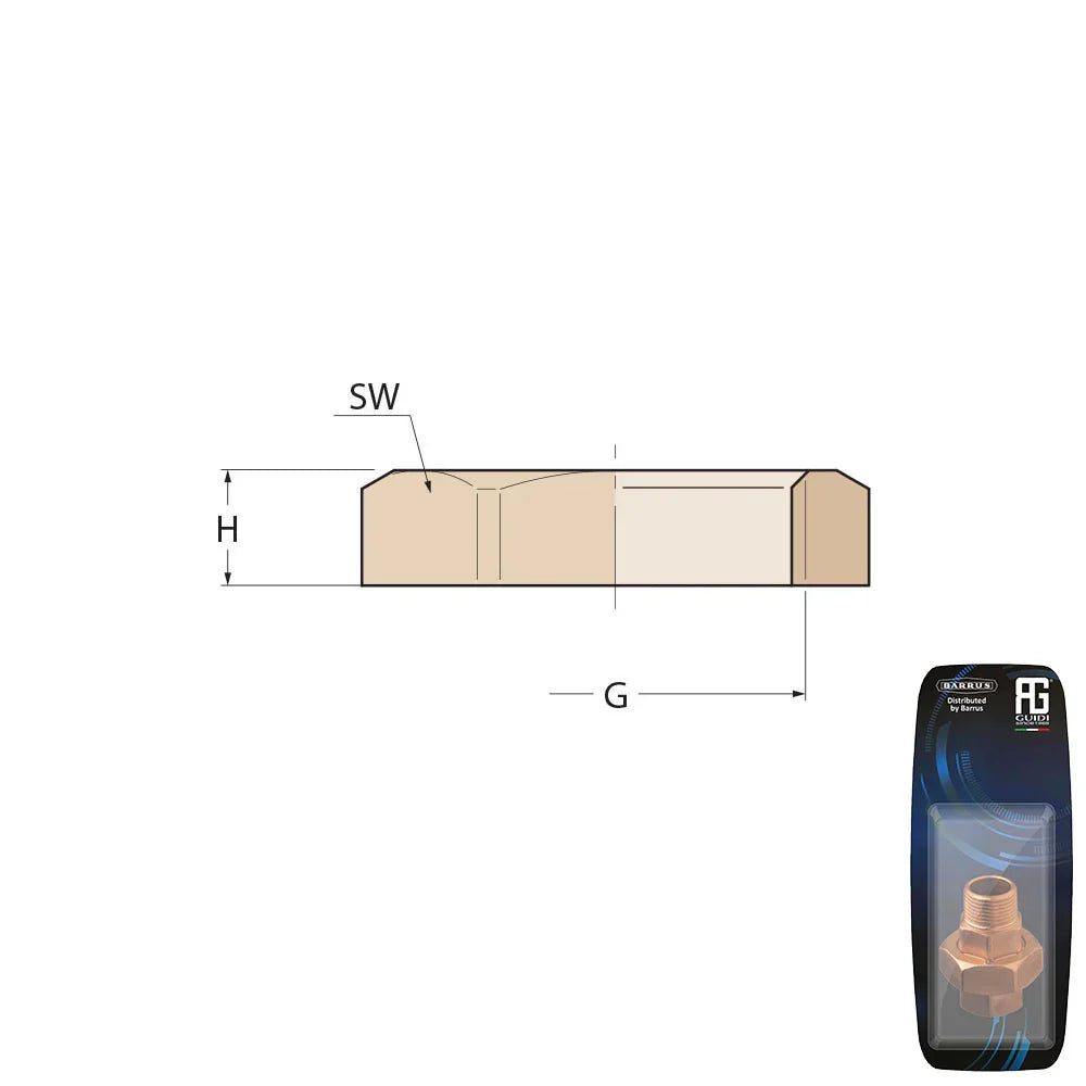 Guidi Brass Lock Nut 1-1/4 in - Retail Pack | 4Boats