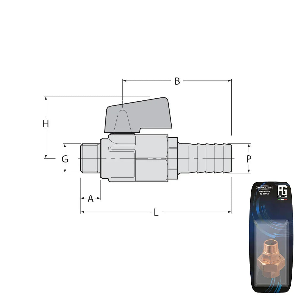 Guidi Packaged Nickel-Plated Brass Male Drain Cock 1/4 in | 4Boats