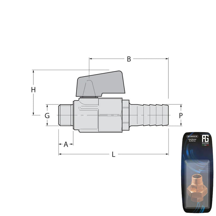 Guidi Packaged Nickel-Plated Brass Male Drain Cock 1/4 in | 4Boats
