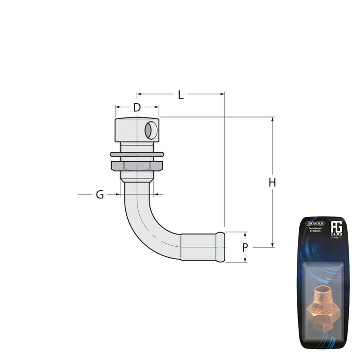 Guidi 90° Right-Side Gas Tank Vent with Hose 19×16 mm | 4Boats