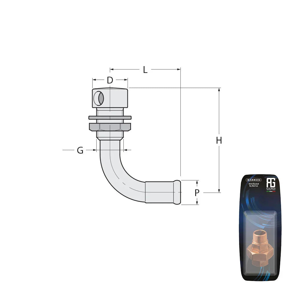 Guidi 90° Left-Side Gas Tank Vent 19×16 mm | 4Boats