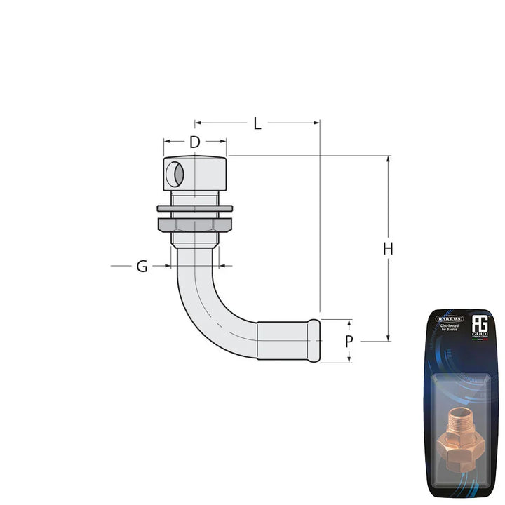 Guidi 90° Left-Side Gas Tank Vent 19×16 mm | 4Boats