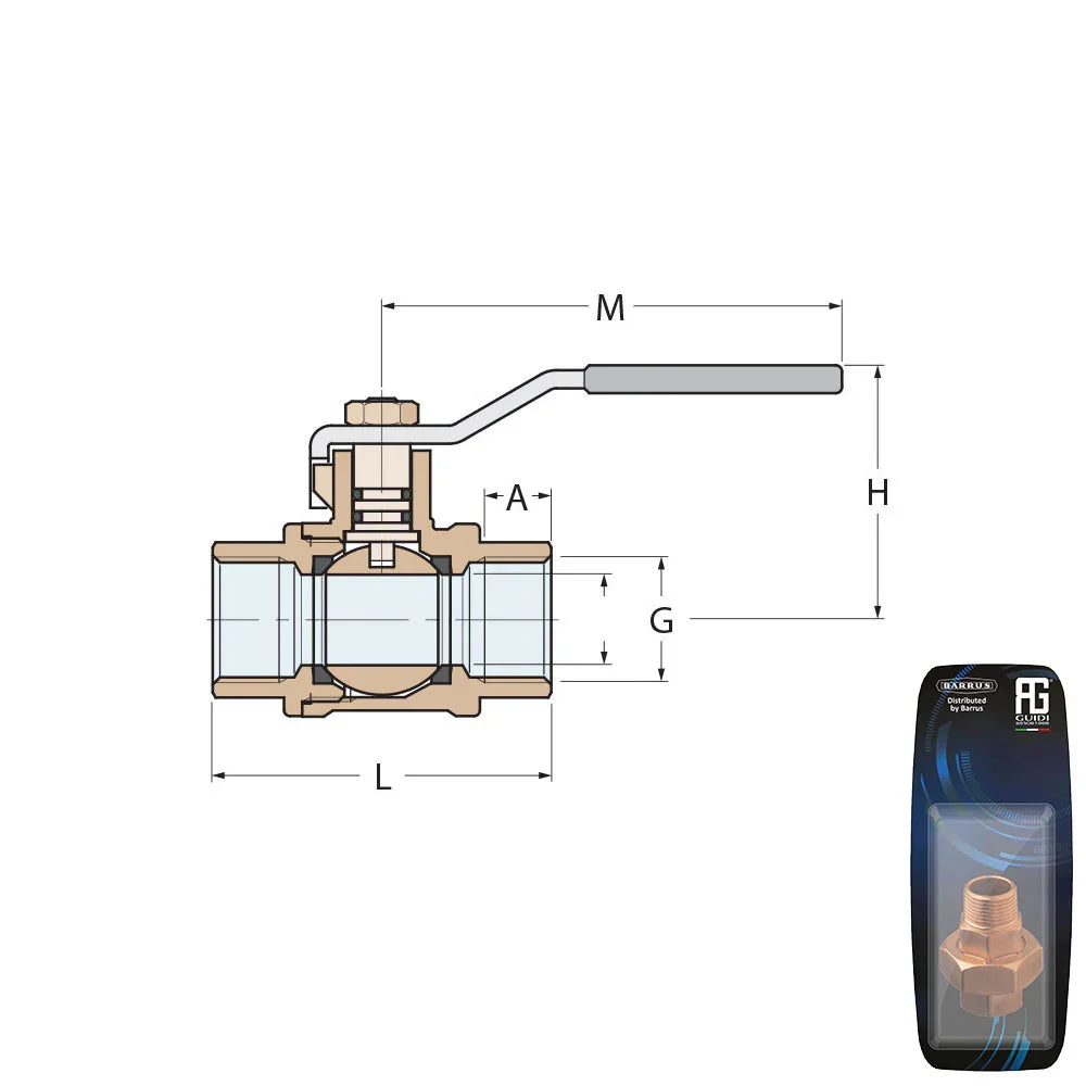 Guidi Nickel‑Plated Brass Lever Ball Valve G 1 (1 in) M‑M | 4Boats