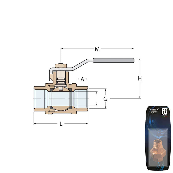 Guidi Nickel G 1-1/2 Male Full-Flow Lever Ball Valve | 4Boats