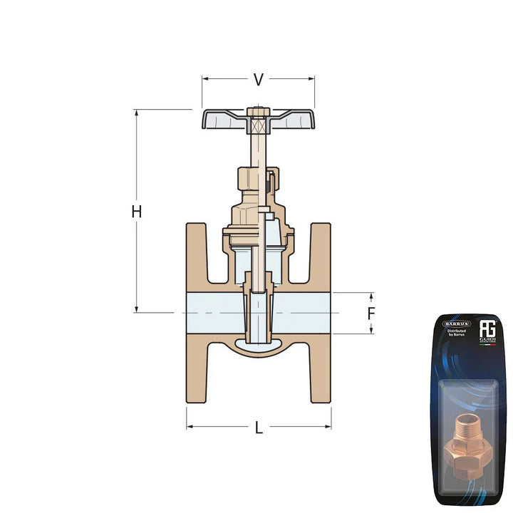 Guidi Bronze Gate Valve DN40 PN16 Flanged | 4Boats