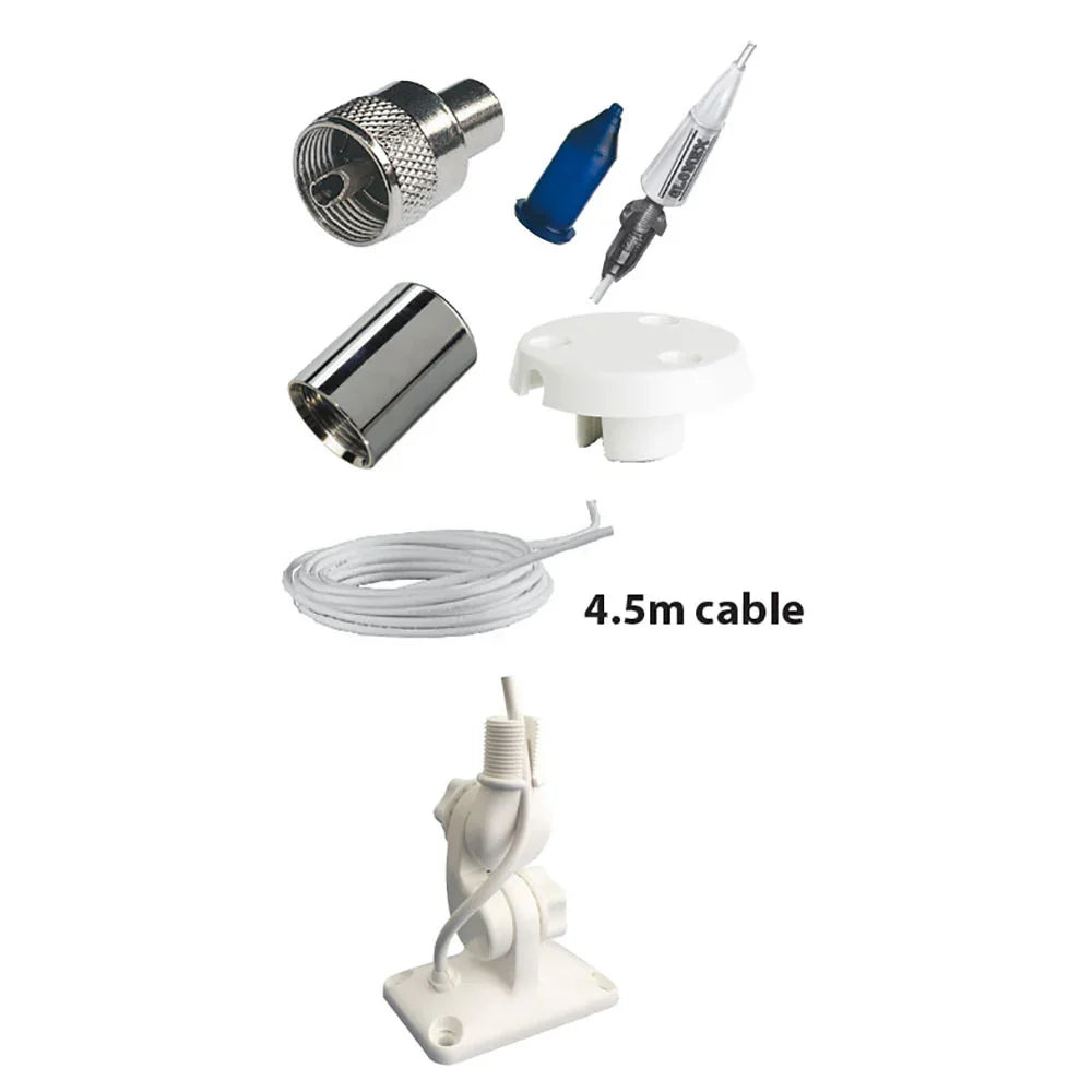 Glomex 0.9 m Fibreglass Whip Full Kit | VHF Antenna | 4Boats