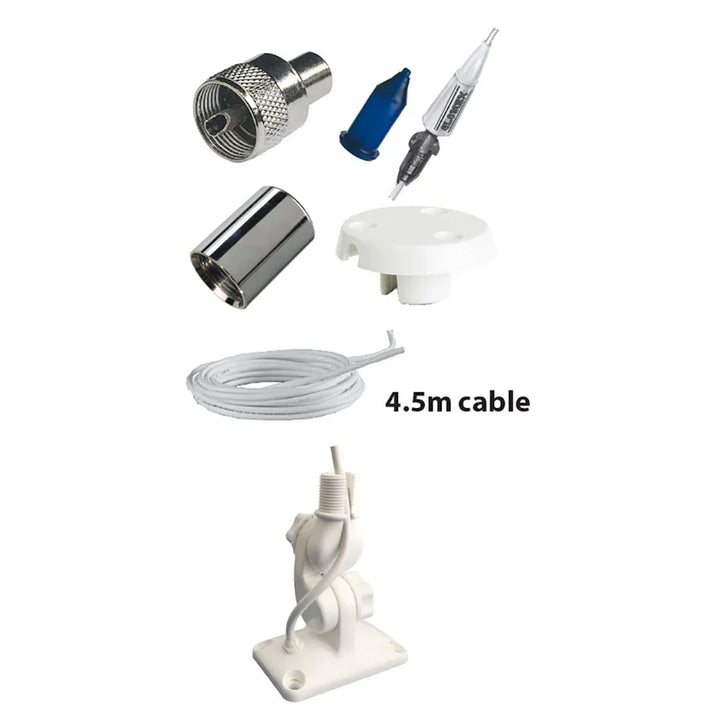 Glomex 0.9 m Fibreglass Whip Full Kit | VHF Antenna | 4Boats