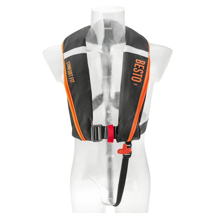 Besto Comfortfit 180N Auto/Harness Lifejacket Black/Orange | 4Boats