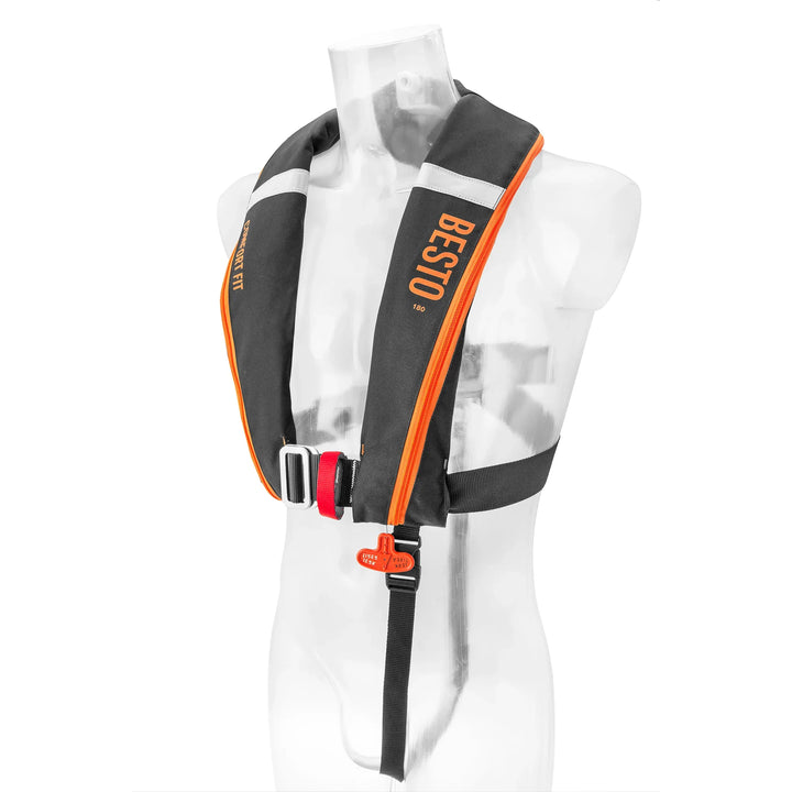 Besto Comfortfit 180N Auto/Harness Lifejacket Black/Orange | 4Boats