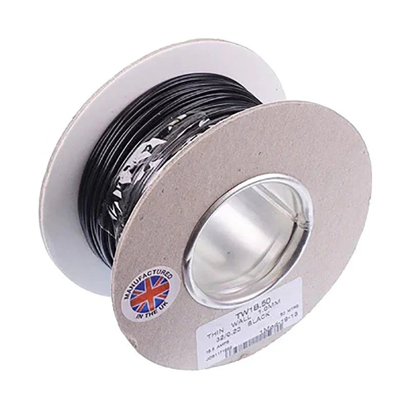 Thin-wall 1.0 mm² Copper Cable, 32/0.2, 100 m, Black | 4Boats
