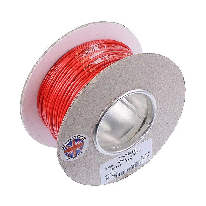 1 mm Thin Wall 32/0.2 mm Cable 100 m Red | 4Boats