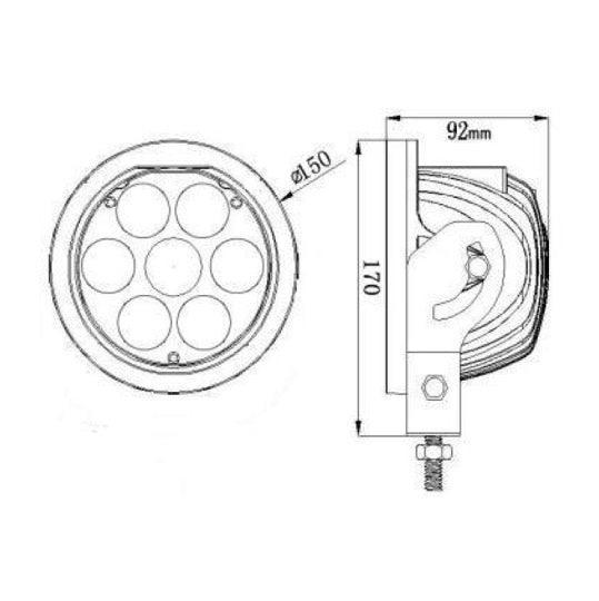 70W LED Spot & Flood (Combo) Beam, Boat Worklight - 4Boats