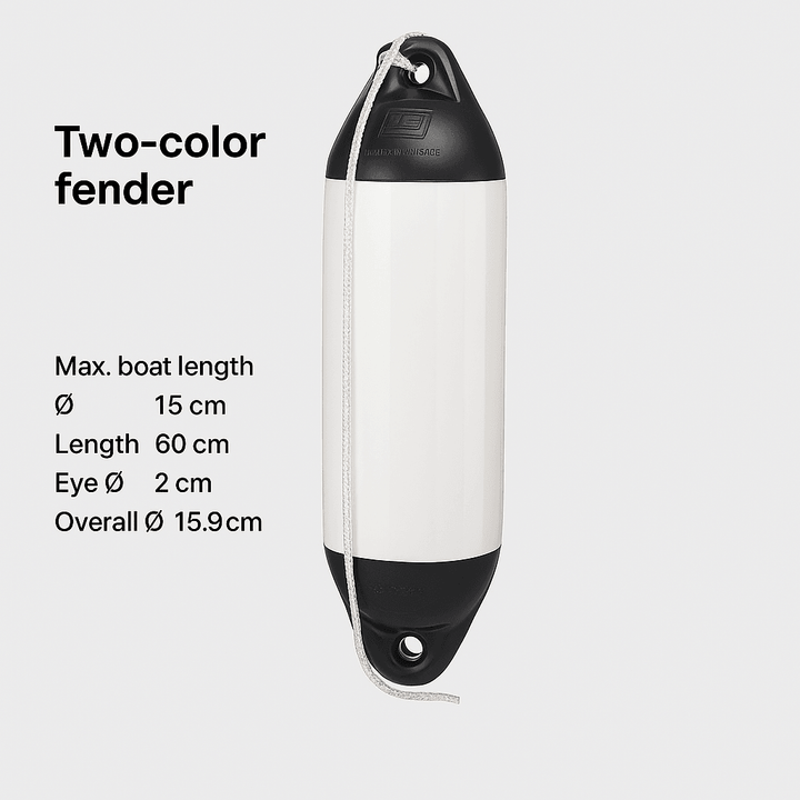 Two-Colour Performance Fender 15 × 60 cm — Not Inflated | 4Boats