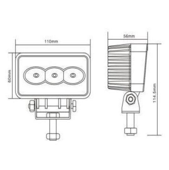 9W LED Flood Beam, Boat Deck Worklight - 4Boats