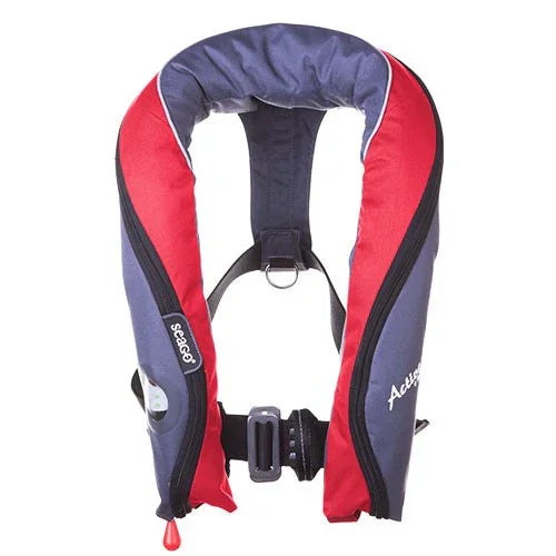 Seago Active 190N Pro Sensor Lifejacket – Red/Carbon | Automatic Inflatable Life Jacket for Boating & Sailing