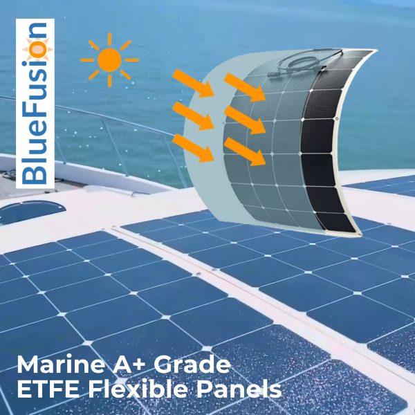 BlueFusion 65W Flexible Solar Panel — SunPower Grade A+ Cells | 4Boats