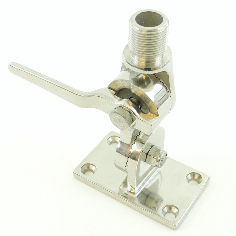 Adjustable Stainless Steel VHF Antenna Base and Surface Mount 4 Way Swivel - 4Boats