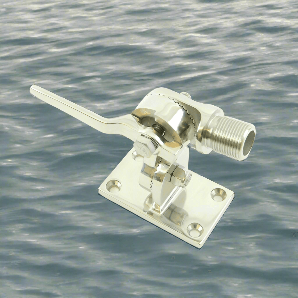Adjustable Stainless Steel VHF Antenna Base and Surface Mount 4 Way Swivel - 4Boats