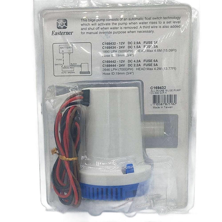 Automatic 12v Bilge Pump 500gph With Internal Float Switch Auto 500gph Water Boat Rib - 4Boats