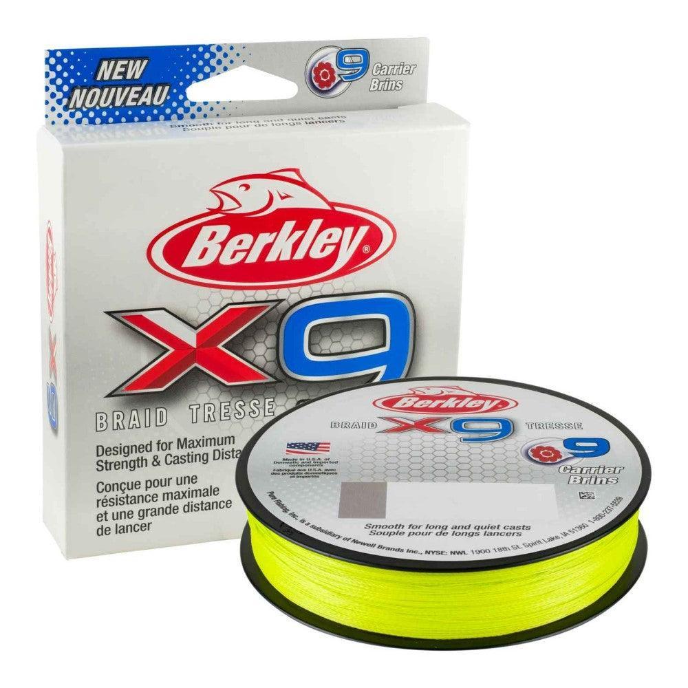 Berkley X9 9 Strand 300m Fishing Braid-Fluro Green - 80lb - 4Boats