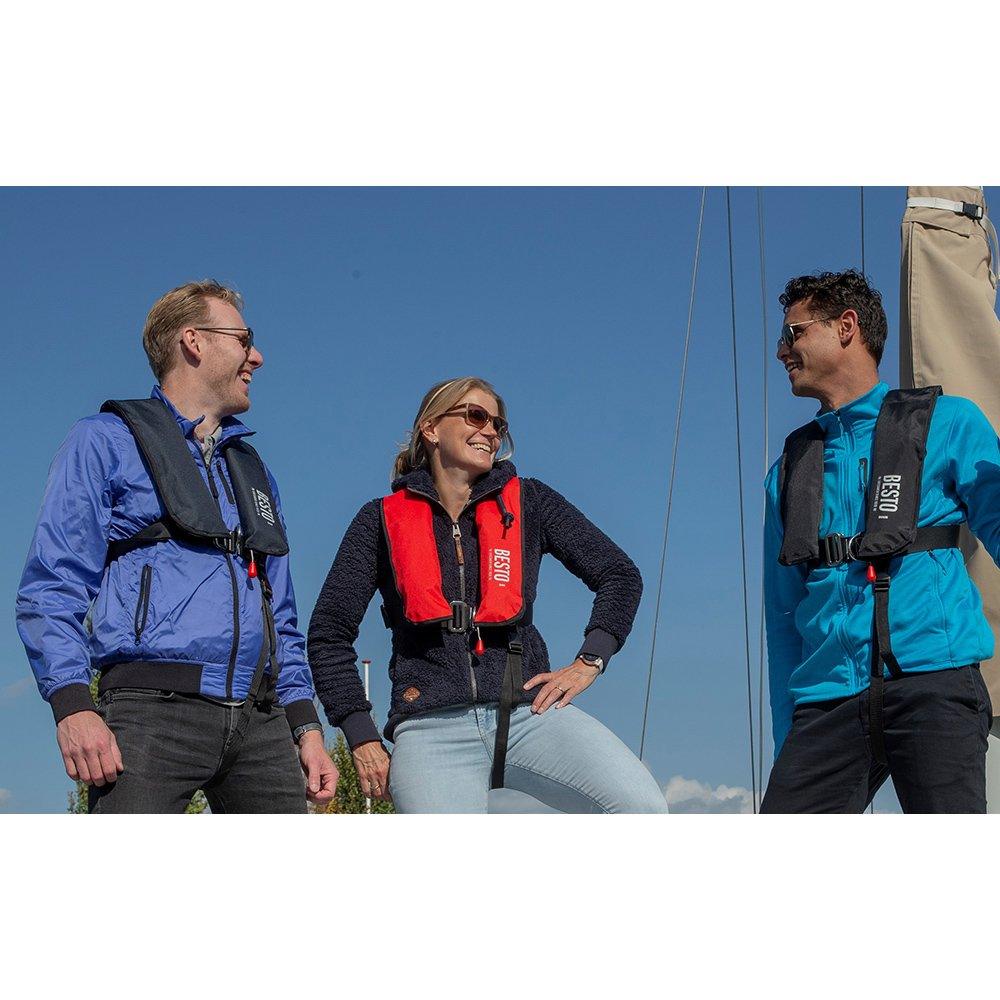 Besto Inflatable Automatic 300N Commercial Lifejacket 300N 40+kg Adult, in Navy, Red or Black - 4Boats