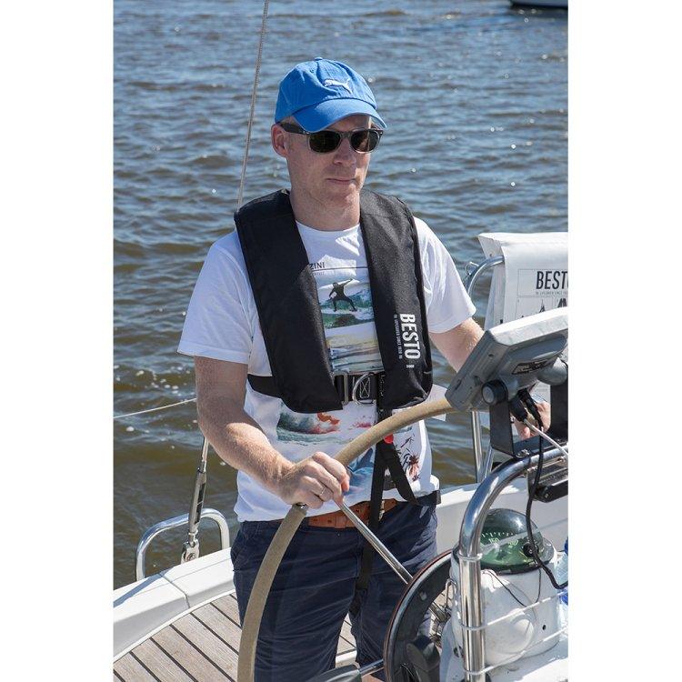 Besto Inflatable Automatic 300N Commercial Lifejacket 300N 40+kg Adult, in Navy, Red or Black - 4Boats