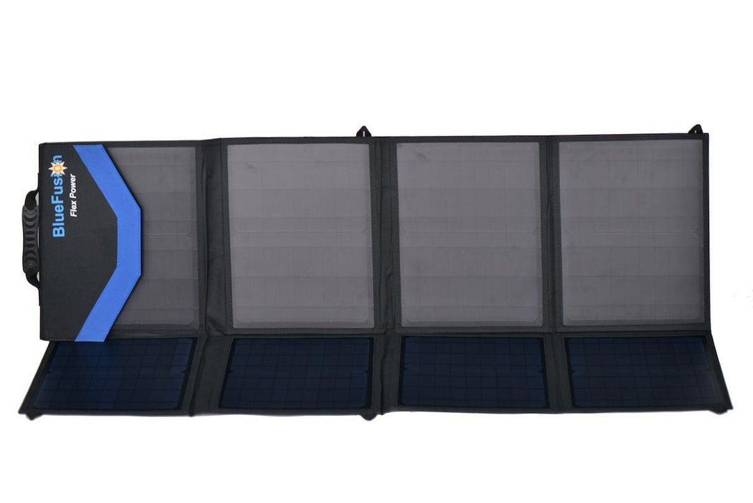BlueFusion Portable Folding Solar Panel 50W, 100W, 120W for 12V/24V Lithium Battery - 4Boats