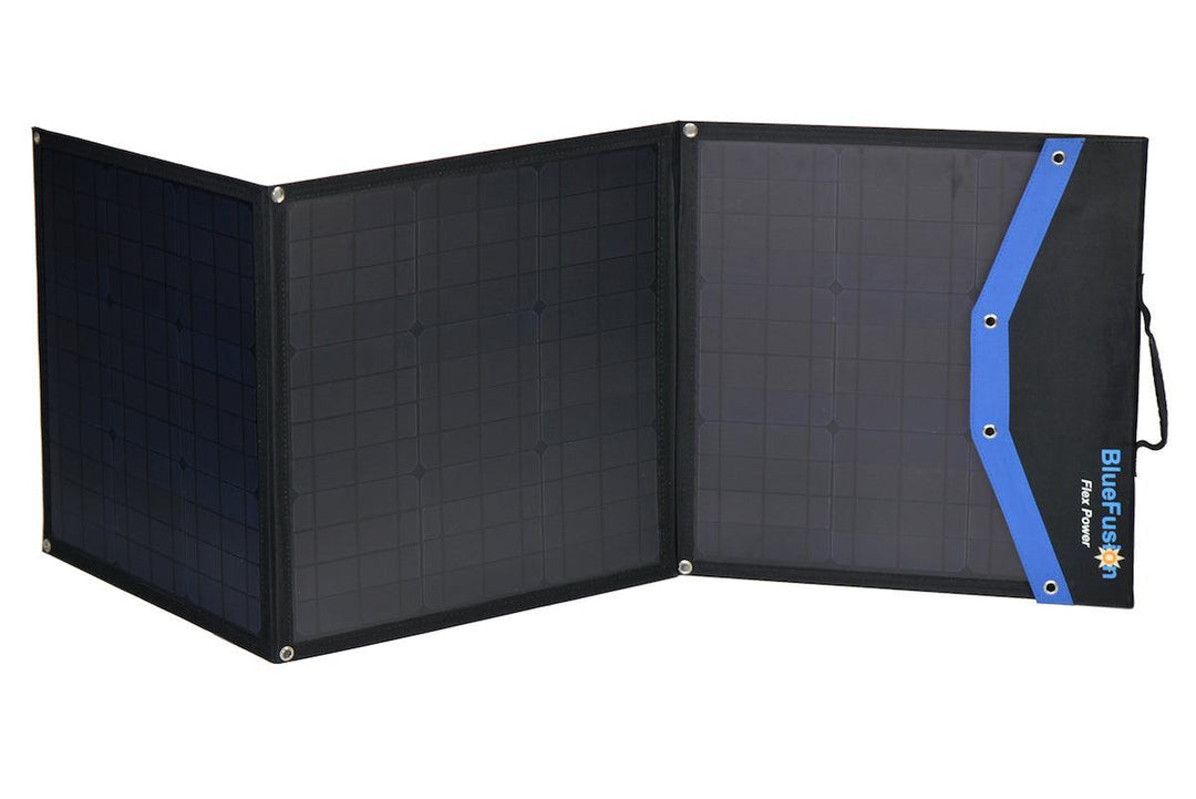 BlueFusion Portable Folding Solar Panel 50W, 100W, 120W for 12V/24V Lithium Battery - 4Boats