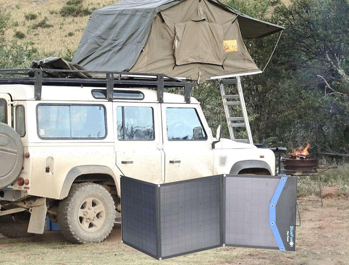BlueFusion Portable Folding Solar Panel 50W, 100W, 120W for 12V/24V Lithium Battery - 4Boats