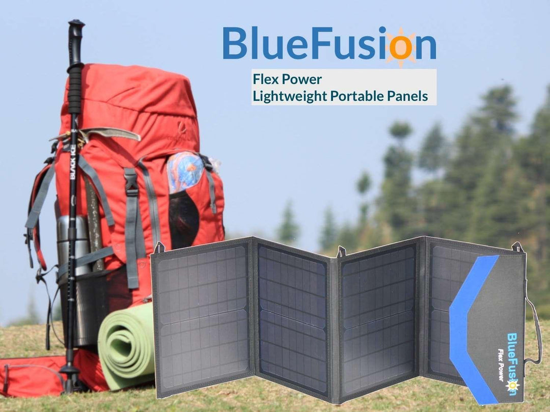BlueFusion Portable Folding Solar Panel 50W, 100W, 120W for 12V/24V Lithium Battery - 4Boats