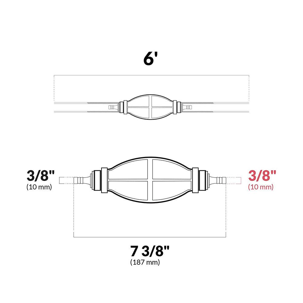 Boat Universal Marine Nylon Braided Fuel Line Outboard with Primer Bulb 3/8" - 4Boats