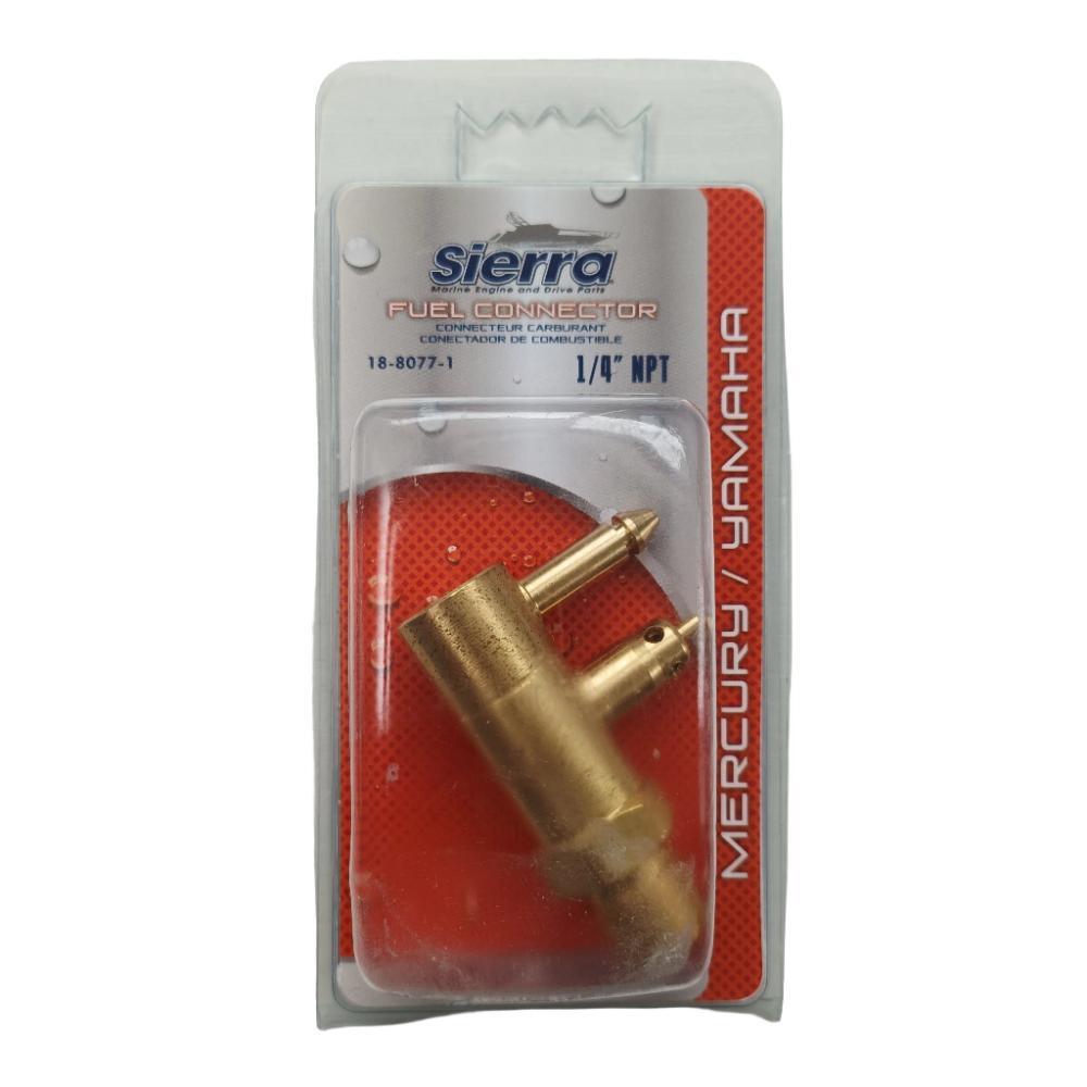 4BOATS brass male fuel tank connector in packaging for Mercury and Yamaha applications