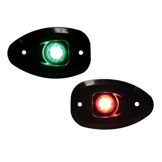 MICRO LED 12 Starboard&Port Lights 112,5°,Side&Flush mount.,Set,Black Hous.,w/holes - 4Boats