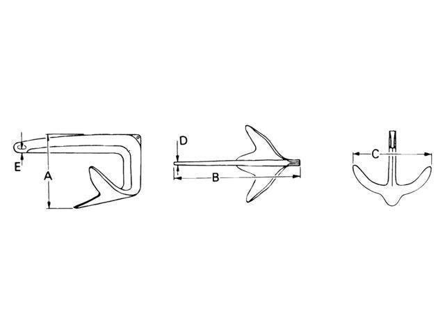 One-Piece Galvanised M-Anchor - 4Boats