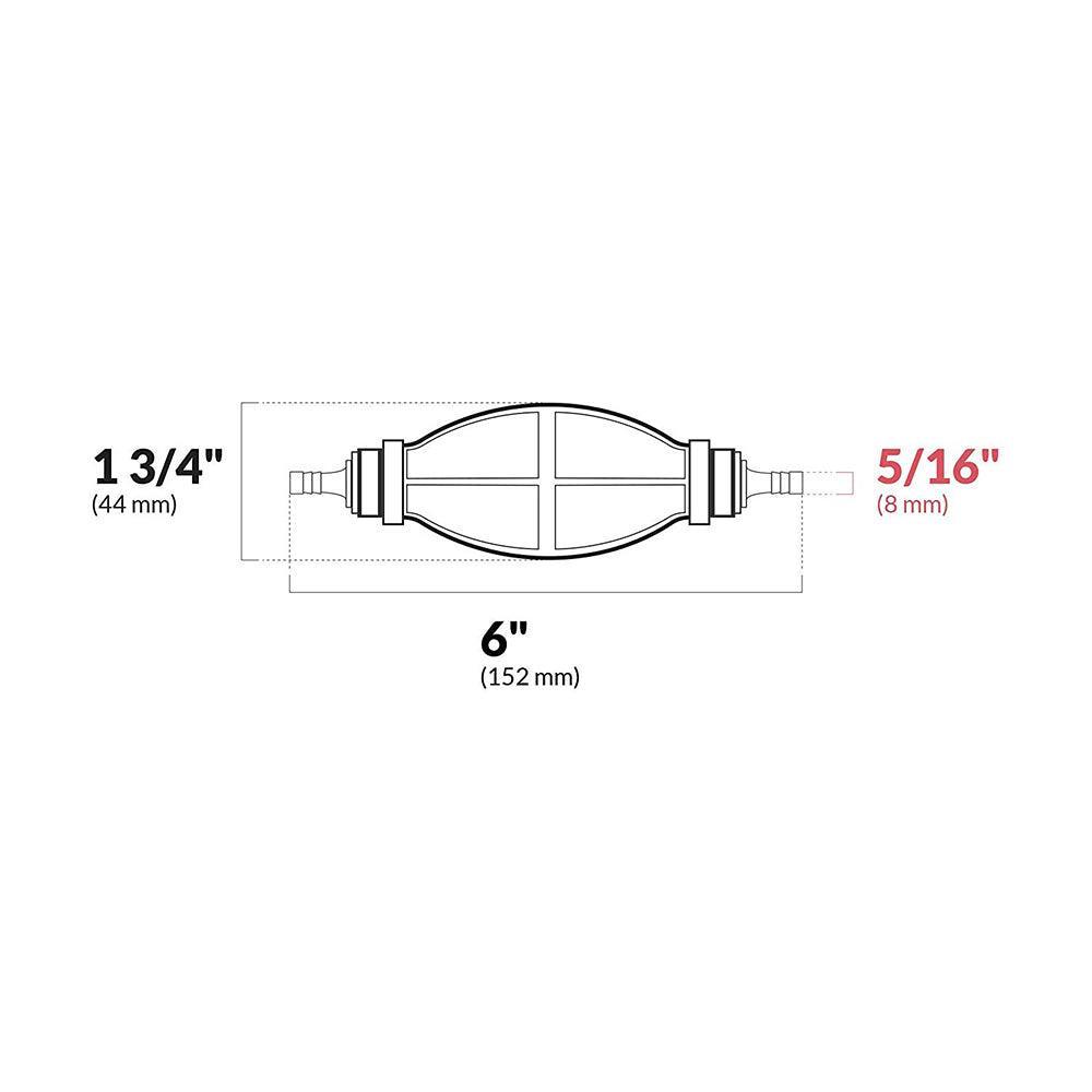 Outboard One Way Valve Universal Primer Bulb, 5/16'', 8mm For Tohatsu Mercury Mariner Fuel Line - 4Boats