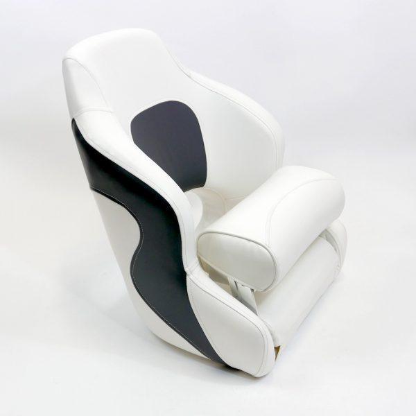 Premium Captain’s Bucket Flip-Up Bolster Seat – White/Grey Style - 4Boats